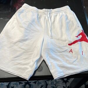 Nike Air White Shorts with Red Logo